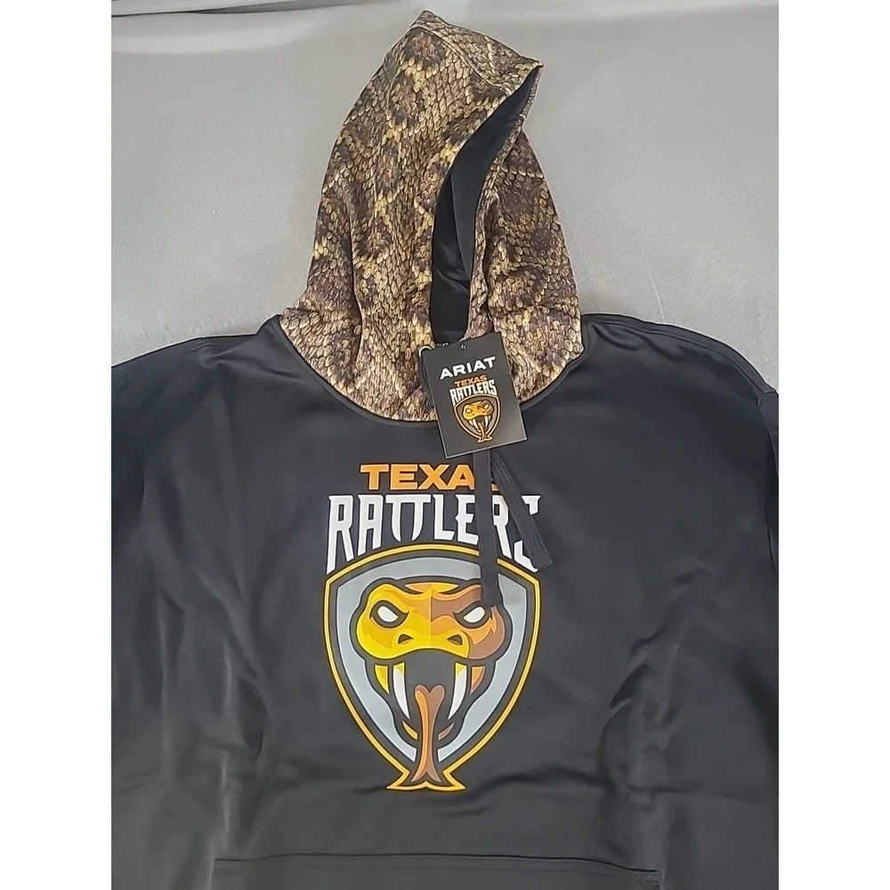 ARIAT Texas Rattlers Hoodie Sweatshirt Mens XL/TG PBR Team Snakeskin Bull Riding